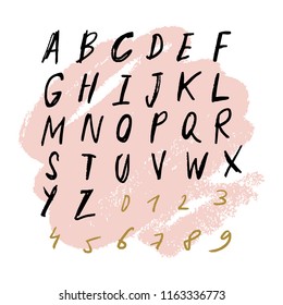 Vector cute brush hand drawn lettering alphabet