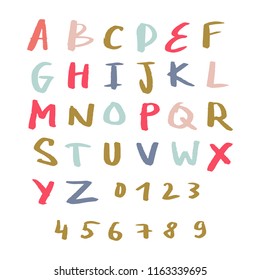 Vector cute brush hand drawn lettering alphabet