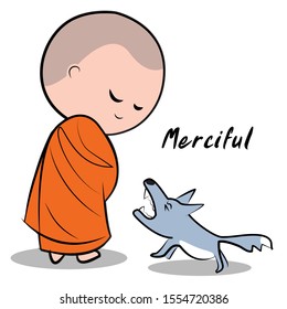 Vector cute  Buddhist monk character