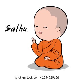 Vector cute  Buddhist monk character