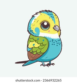 vector cute budgerigar bird cartoon style