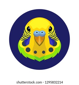 Vector cute budgie parrot icon template for pet shop birds products