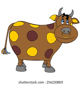 Vector. Cute bull design for children. Sample design of dishes, mugs.