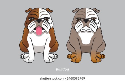 Vector of a cute Bulldog. With 2 color options. Vector.