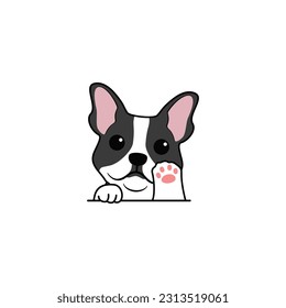 Vector cute bulldog puppy waving paw cartoon vector illustration