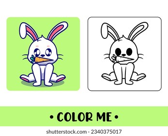 Vector cute bunny for childrens coloring page vector icon illustration