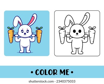 Vector cute bunny for childrens coloring page vector icon illustration
