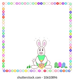 Vector Cute Bunny With Colorful Border