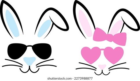 Vector cute bunny face design. Happy Easter. adorable rabbits illustration
