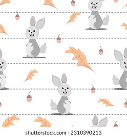 Vector cute bunny rabbit seamless pattern design for kid