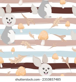 Vector cute bunny rabbit seamless pattern design for kid