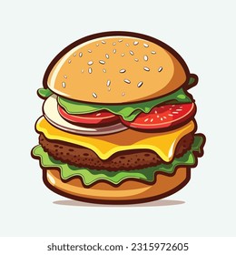 vector cute burgers cartoon style