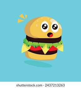 Vector cute burgers mascot with smile face