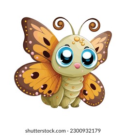 estilo vectorial lindo de caricatura de mariposa