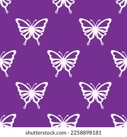 Vector cute butterfly seamless repeat pattern design background. Trendy colorful butterflies silhouettes for fashion, cover, textile.