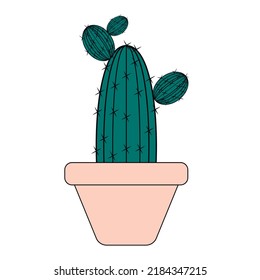 Vector cute cactus isolated on a white background