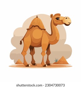 vector cute camel cartoon style