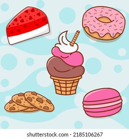Vector cute candys illustrations set