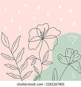 Vector cute card with flowers in pastel shades. Colored flat illustration for your creativity.
