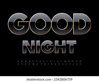 Vektor cute Card Gute Nacht. Luxury Black Font. Chic Alphabet Letters and Numbers.