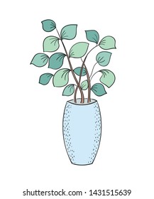 Vector cute card with house plant in pot. Poster with adorable object isolated on background. Valentine's day, anniversary, save the date, baby shower, bridal, birthday, decoration