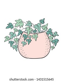Vector cute card with house plant in pot. Poster with adorable object isolated on background. Valentine's day, anniversary, save the date, baby shower, bridal, birthday, decoration