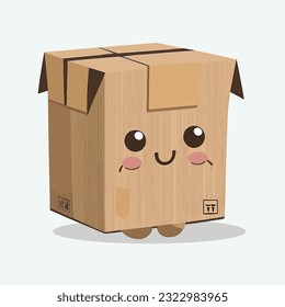 vector cute cardboard box cartoon style