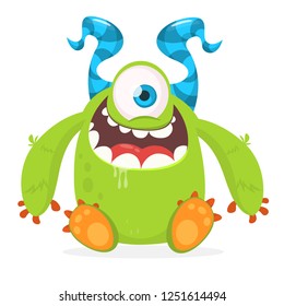 Vector cute caroon alien with one eye. Halloween monster character