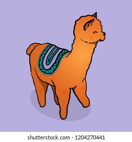 Vector cute cartool alpaca llama
