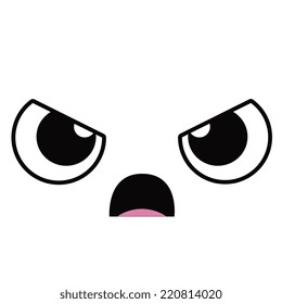 Vector Cute Cartoon Angry Face Editable