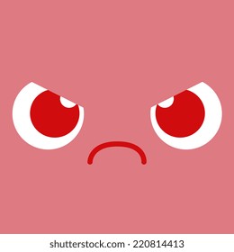 Vector Cute Cartoon Angry Face Editable