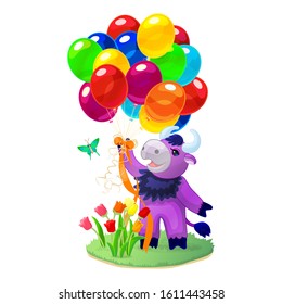 vector cute cartoon animal clipart. Happy bull