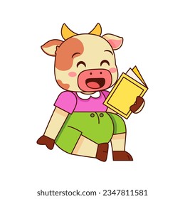 Ilustración aislada de lecturas de animales de dibujos animados de corte vectorial