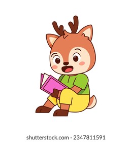 Ilustración aislada de lecturas de animales de dibujos animados de corte vectorial