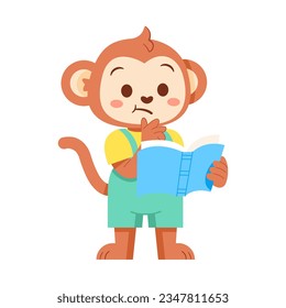Ilustración aislada de lecturas de animales de dibujos animados de corte vectorial