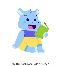 Vektor Cute Cartoon Animal Reading einzelne Illustration