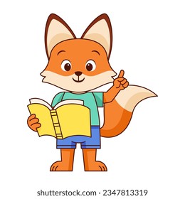 Vector Cute Cartoon Animal Reading Isolated Illustration