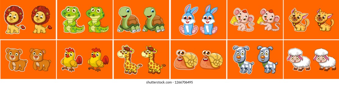 vector of cute cartoon animals