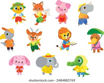 
Vector cute cartoon animals, cute animal, cute animal vector, animal, 
Cute cartoon animals