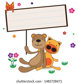 Vector of cute cartoon animals on white background for template, cards, postcard, banners etc.- Vector.
