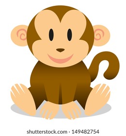 A vector cute cartoon baby monkey icon