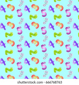 Vector cute cartoon background pattern with numbers math