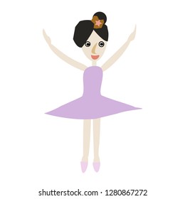 Vector cute cartoon ballerunas on white background.