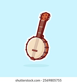 Vector Cute Cartoon Banjo Music Instrument, perfect for logo. sticker. icon. etc.