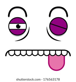 Vector Cute Cartoon Beaten White Face