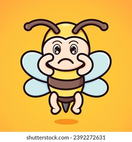 Vector Cute cartoon bee being sad