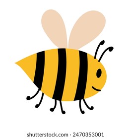 Vector lindo abeja de dibujos animados. Divertido abejorro bebé para niños diseño. Ilustración plana