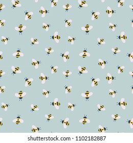 Vector Cute Cartoon Bee Seamless Pattern Background
