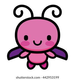 Vector Cute Cartoon Beetle Isolated On White Background