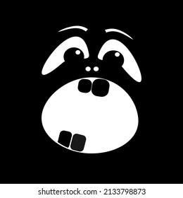 A Vector Cute Cartoon Black Face Fear, Scared face, Afraid face. Cartoon Vector Illustration of  Emoticon or Emotions and Expressions.